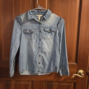 Matilda Jane Light Wash Denim Button-Up Shirt